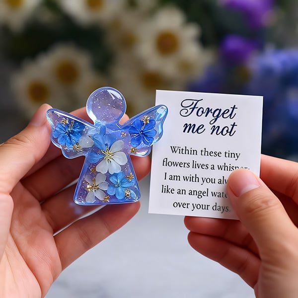 Dried Forget Me Not Flower Angel Keepsake – Timeless Remembrance Gift For Comfort & Hope