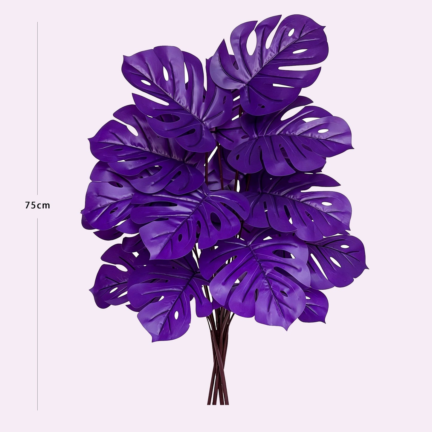 Purple Artificial Monstera Deliciosa Fake Plant, Stylish Indoor Cottage Home Decor