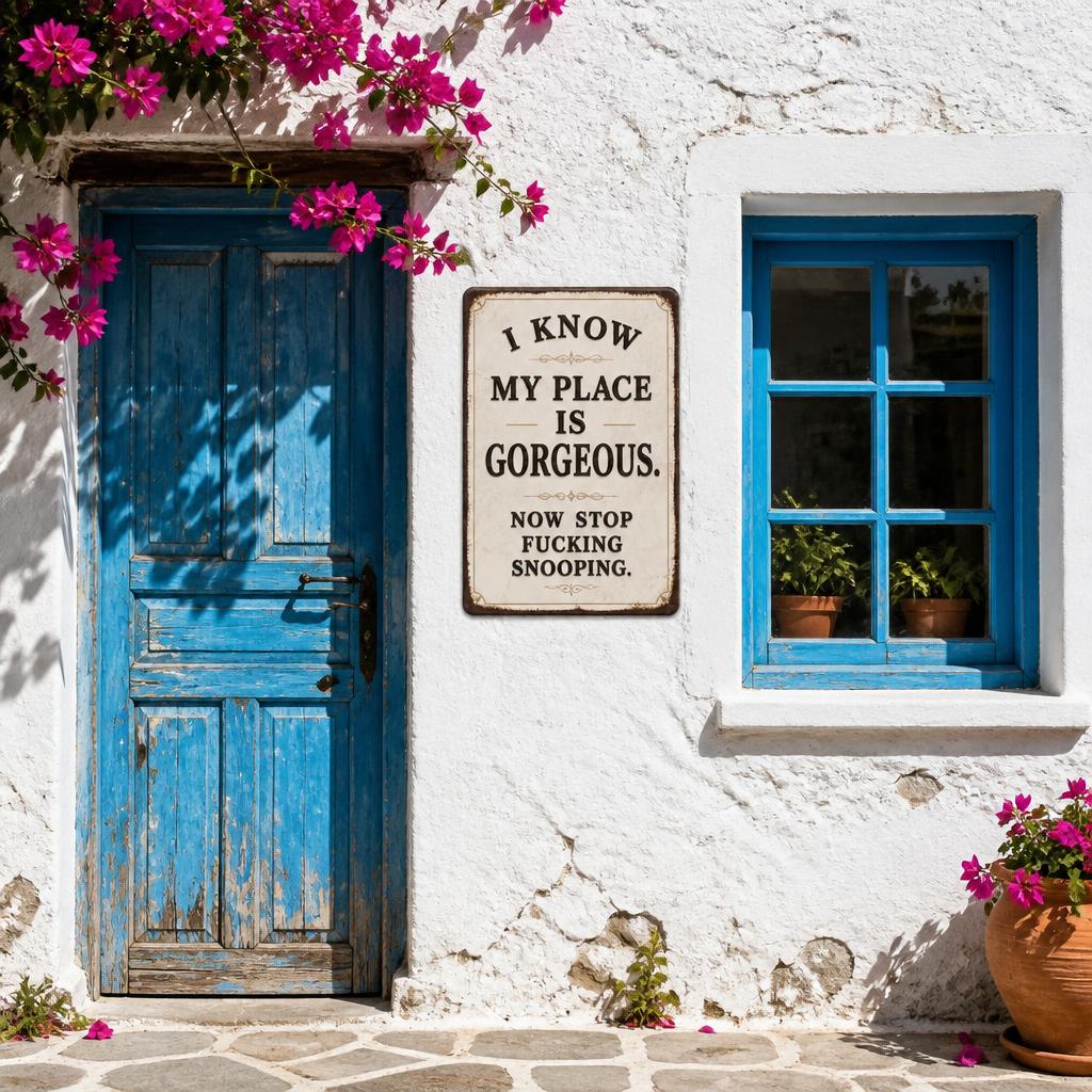 🏡 Cheeky Wall Sign | Playful Decor To Deter Unwanted Onlookers For British Homes