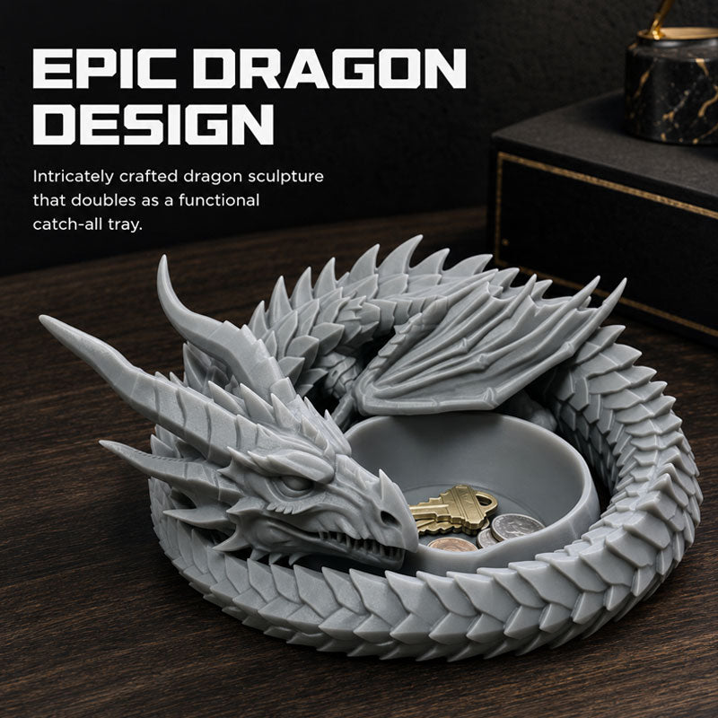 3D Printed Dragon Guardian Valet Tray – Gothic Décor Key & Jewellery Storage Dish