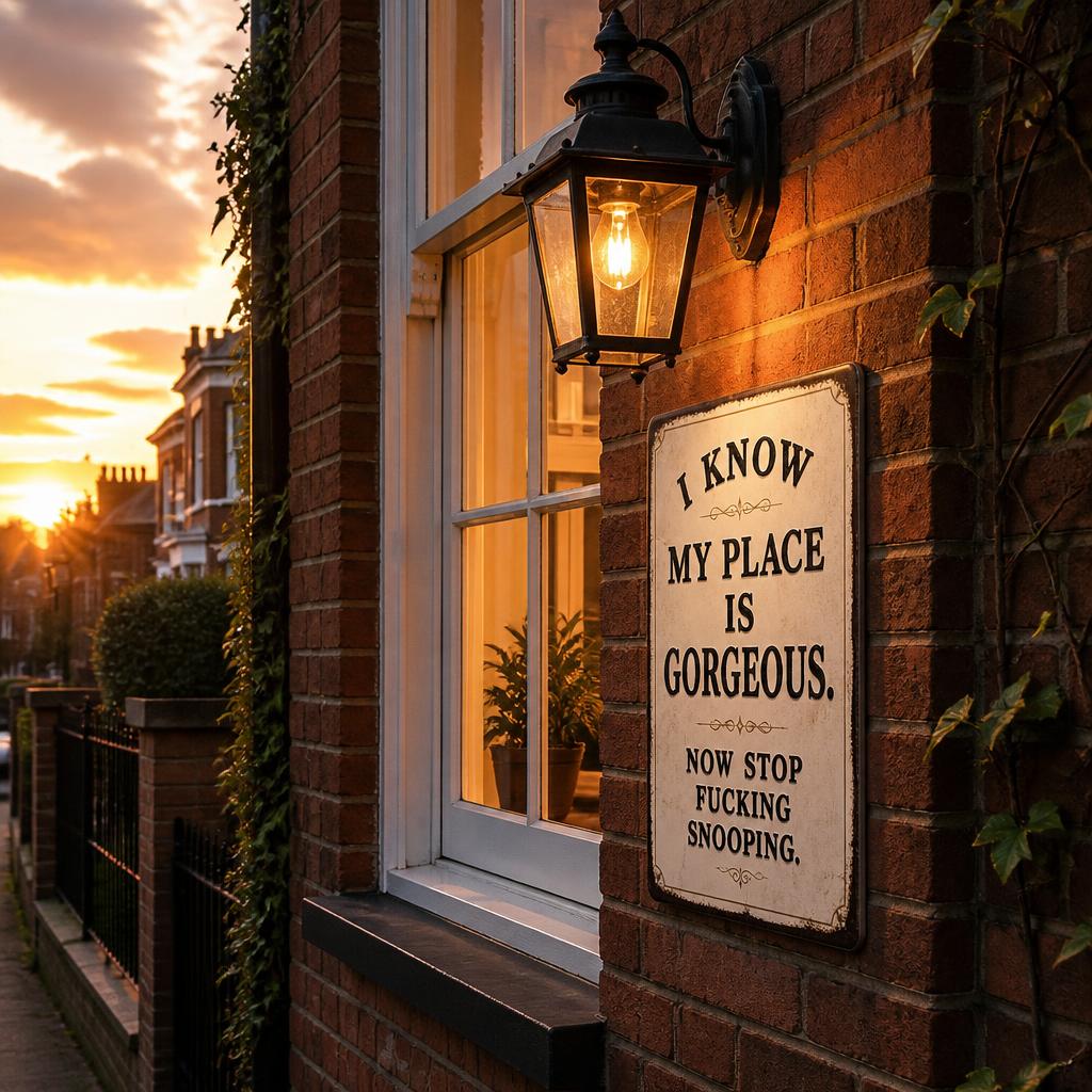 🏡 Cheeky Wall Sign | Playful Decor To Deter Unwanted Onlookers For British Homes
