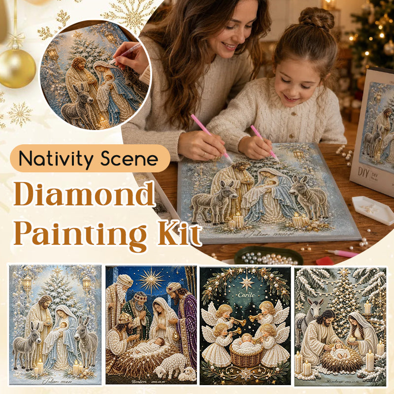 Christmas Nativity Scene Crystal Art Hanging Kit – Traditional Birth Of Jesus DIY Craft, Religious Seasonal Wall Home Decor