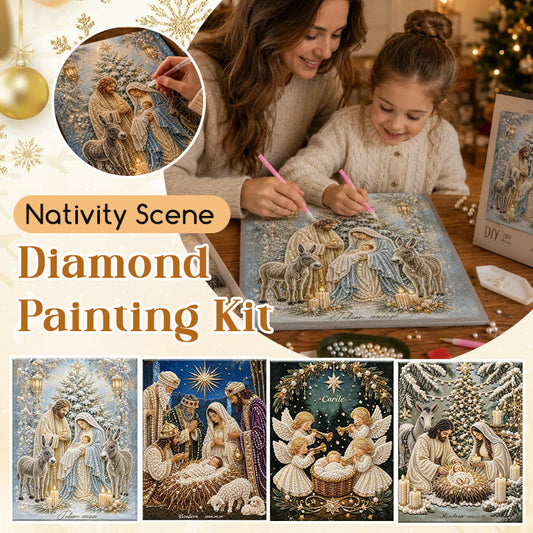 Christmas Nativity Scene Crystal Art Hanging Kit – Traditional Birth Of Jesus DIY Craft, Religious Seasonal Wall Home Decor