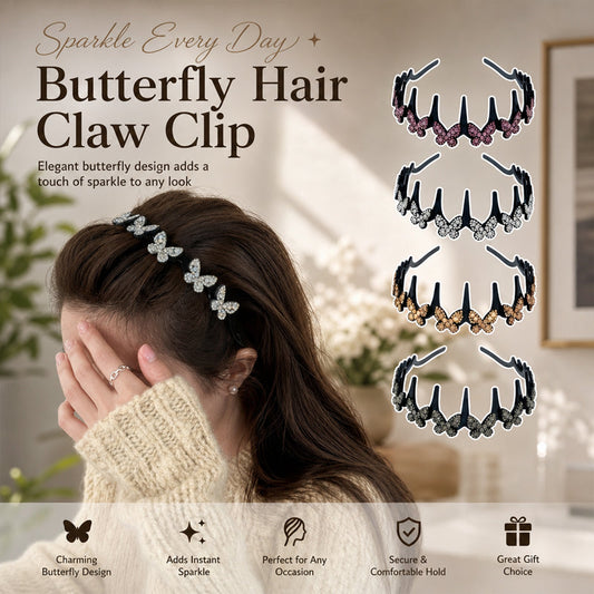 Sparkly Butterfly Wavy High Crown Volumising Headband – For Styling & Face Washing