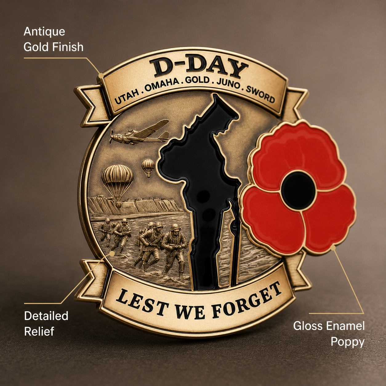 🌹 80th‑Anniversary Remembrance Commemorative Brooch | Honour Their Sacrifice Lapel Pin for Remembrance Occasions