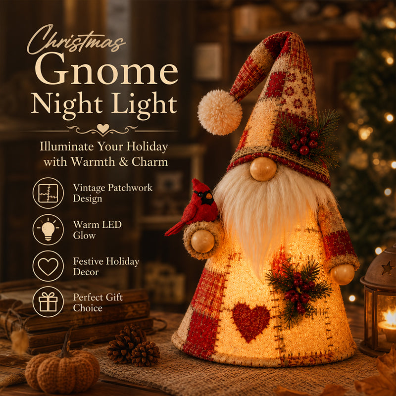 Gnome Night Light | Cute LED Garden Gnome Lamp, Indoor Bedroom Decor Nightlight