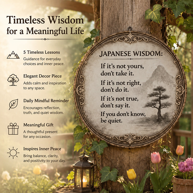 🍂 Vintage Eastern Wisdom Wall Plaque | Calm Slow‑Living Home Decor