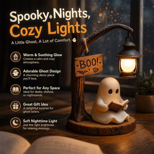 Cosy Lit Ghost Ornament – Gentle Soft Halloween Table Lamp For Cottage Homes 🍂