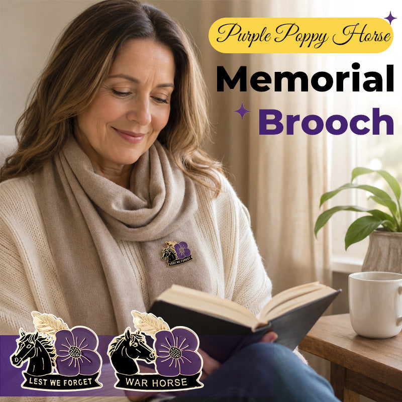 Purple Poppy War‑Horse Memorial Brooch | Lest We Forget Remembrance Animal Tribute Lapel Pin