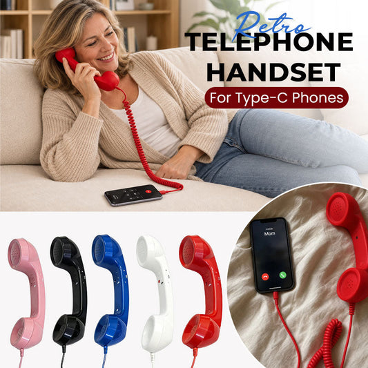 Retro Telephone Handset for Type-C Mobile Phones, Vintage Classic Phone Receiver for Smartphones