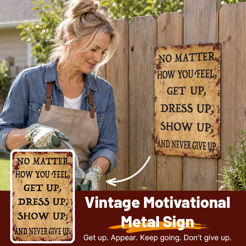 Retro Motivational Quote Metal Wall Sign, Rustic Vintage Decor Plaque for Home