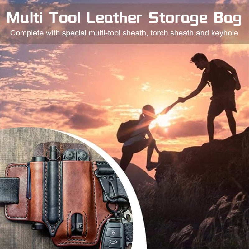 Leather Multi‑Tool Belt Pouch | Utility Storage Work Bag