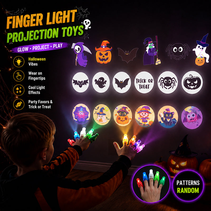 🎃 Halloween Projection Finger Lights | Spooky Mini Projector Torches for Kids Party Favour