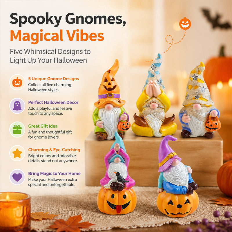 🎃🎄 Dual‑Season Gnome Figurine Set | Autumn & Christmas Indoor Tabletop Home Ornaments