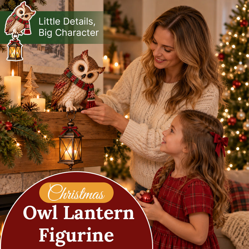 🦉Christmas Owl Lantern Figurine | Light Up Festive Owl Ornament for Home Decor