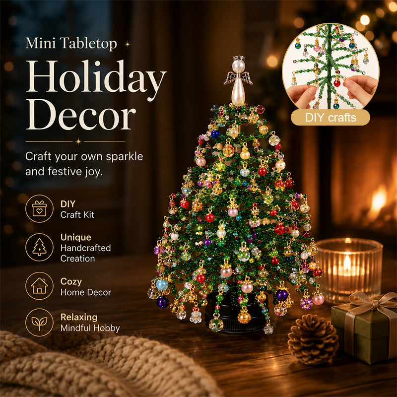 Handmade Bead Xmas Tree Making Kit, Cosy Seasonal Table Decor For UK Homes