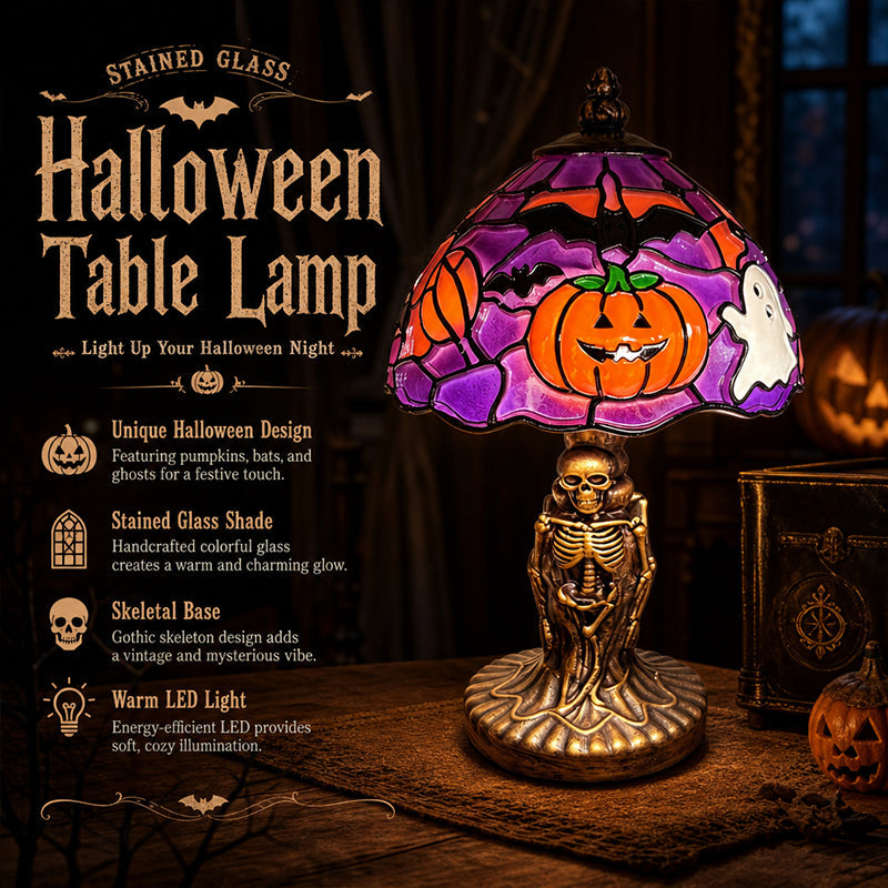🎃 Spooky Halloween Table Lamp – Ghost, Bat & Pumpkin Glowing Ornament