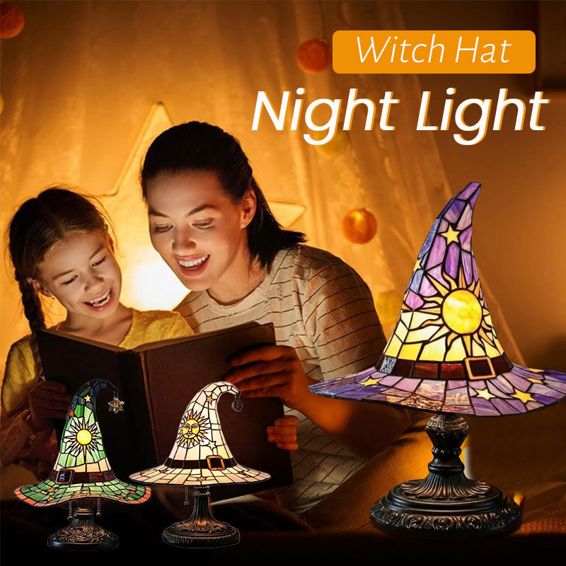 Enchanting Stained Glass Witch Hat Night Lamp | Magical Warm Home Glow 🧙‍♀️