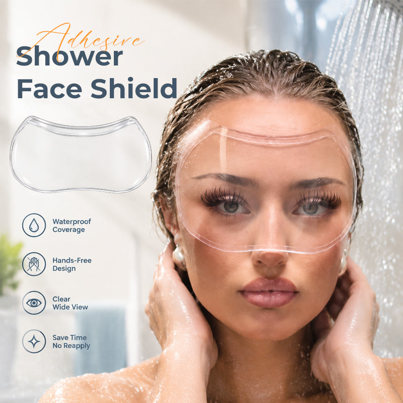 Adhesive Shower Face Shield | Clear Splash Guard for Eye Makeup & Lashes