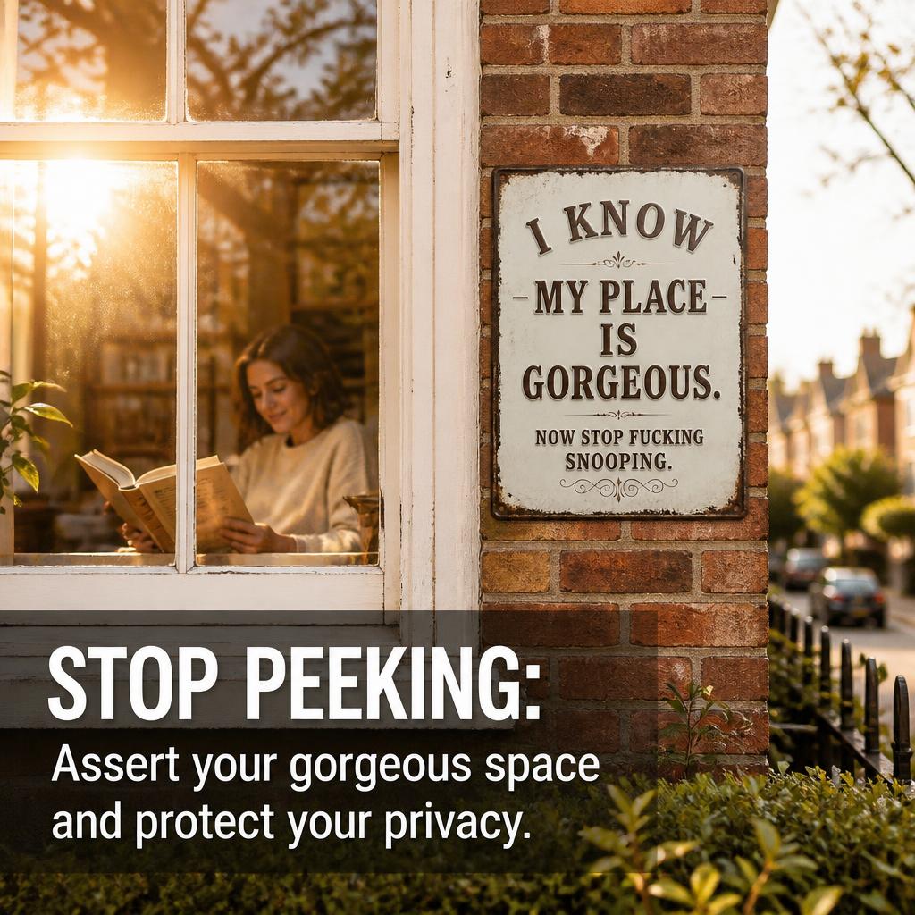 🏡 Cheeky Wall Sign | Playful Decor To Deter Unwanted Onlookers For British Homes