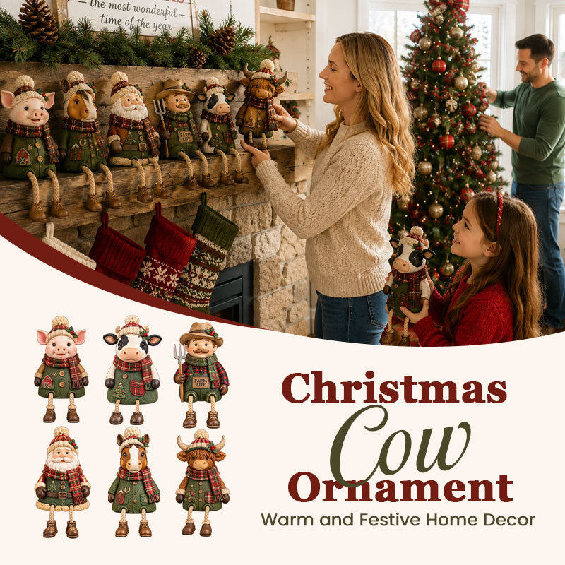 Rustic Farm Animal Christmas Dangly‑Leg Figurine | Festive Shelf & Mantel Ornament