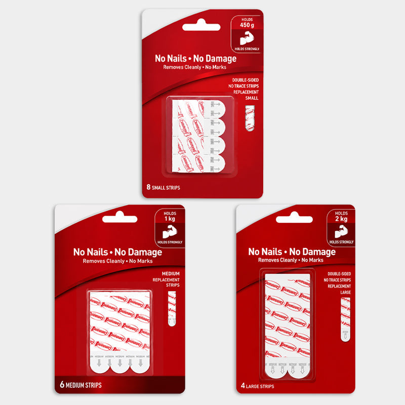 Damage-Free Wall Hanging Strips Refill Pack – Peel Clean, No Wall Damage