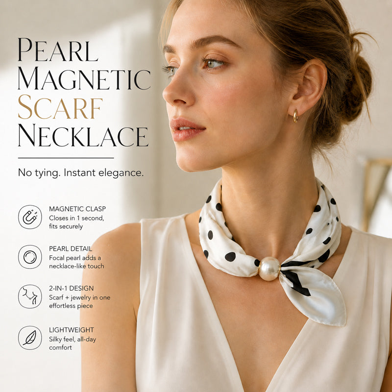 🤍 Pearl Scarf Necklace with Magnetic Clasp | Elegant Women’s Versatile Jewellery