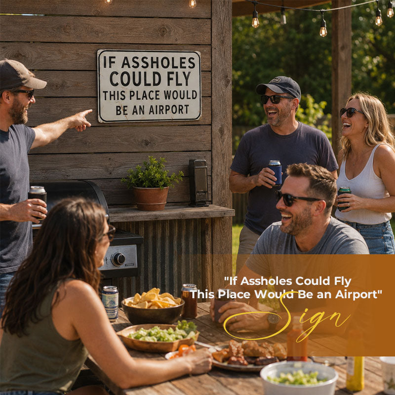 😏✈️ “If Jerks Could Fly” Vintage Metal Wall Sign | Bar & Man‑Cave Decor
