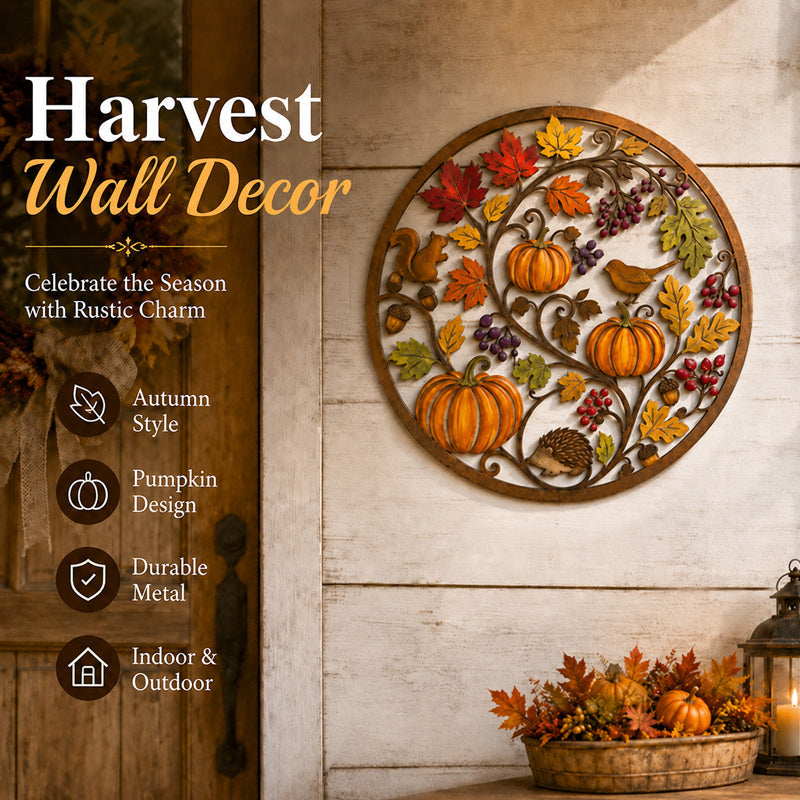 🍂Autumn Pumpkin & Wildlife Animal Metal Sign | Rustic Wall Home Decor