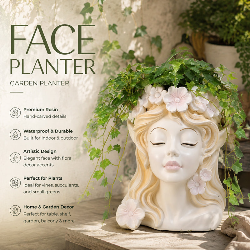 🌸Goddess Head Plant Pot | Decorative Indoor Outdoor Flower Planter for British Gardens
