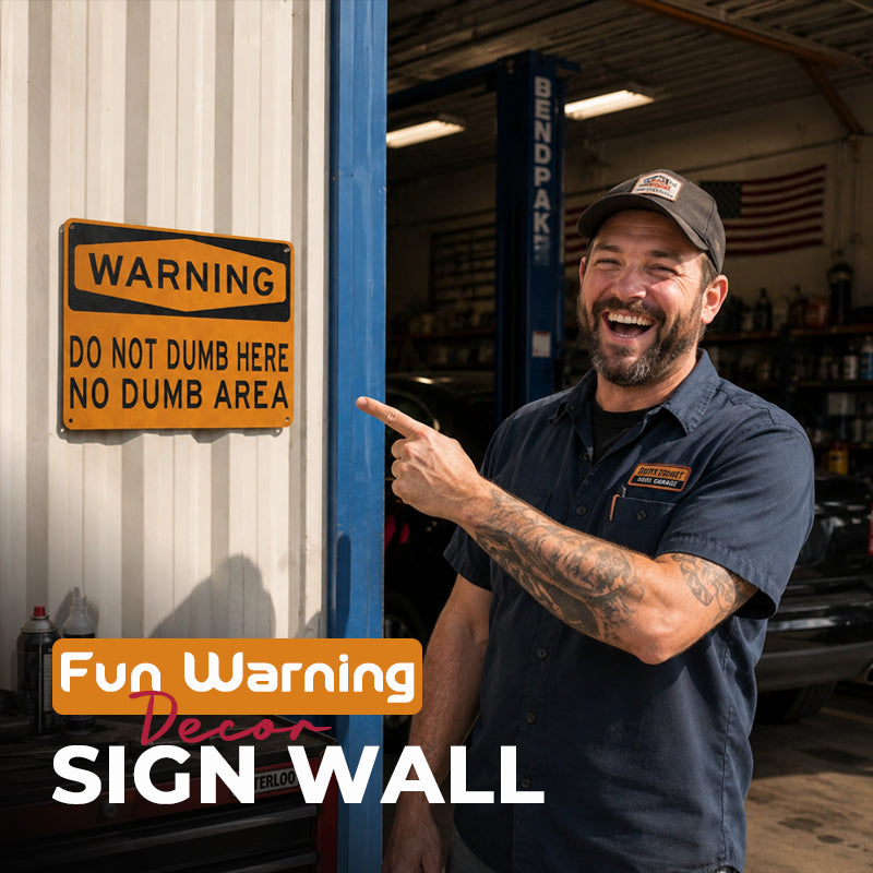 😂Funny Warning Sign Wall Decor | "Do Not Dumb Here, No Dumb Area" Garage Man Cave Decoration