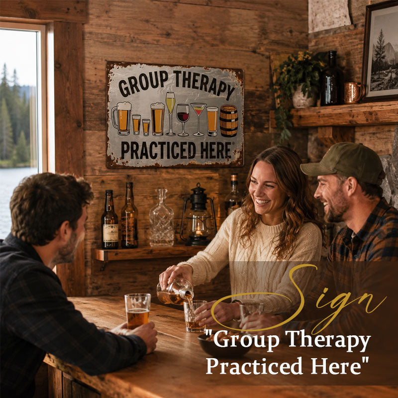 🍻😂 "Group Therapy Practiced Here" Sign