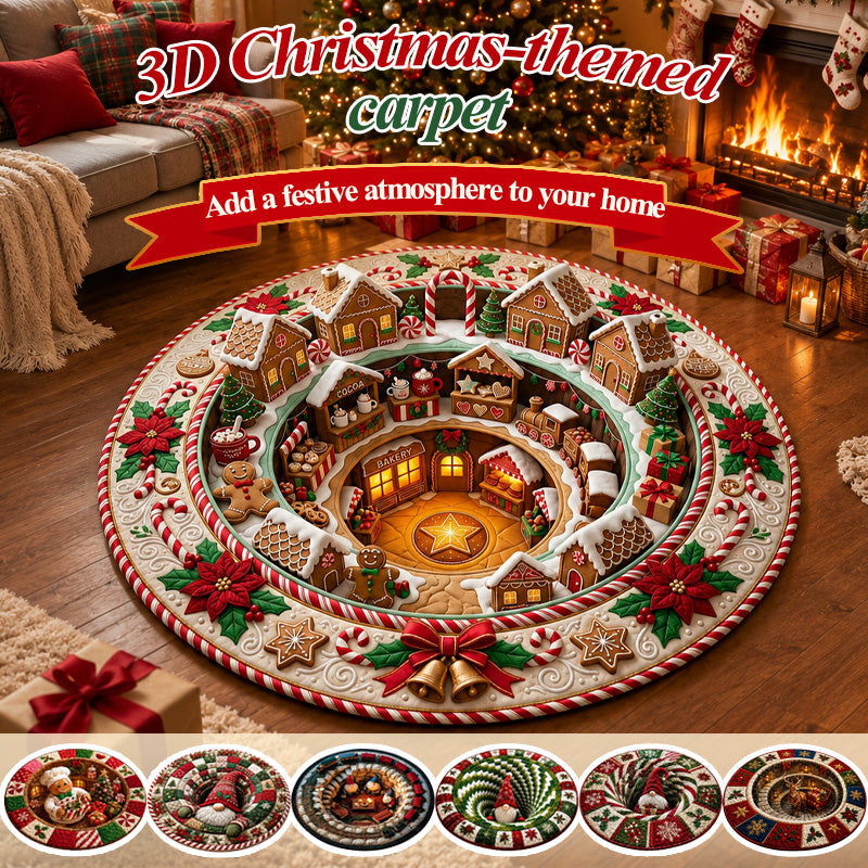 Festive 3D Christmas Rug | Cosy Living Room Floor Mat for Seasonal Home Styling