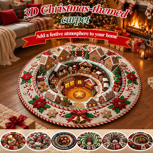 Festive 3D Christmas Rug | Cosy Living Room Floor Mat for Seasonal Home Styling