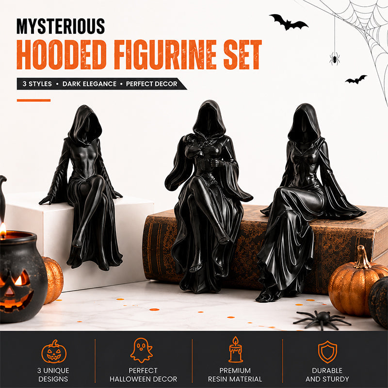 Lady Grim Reaper Sculpture – Gothic Hooded Figurine