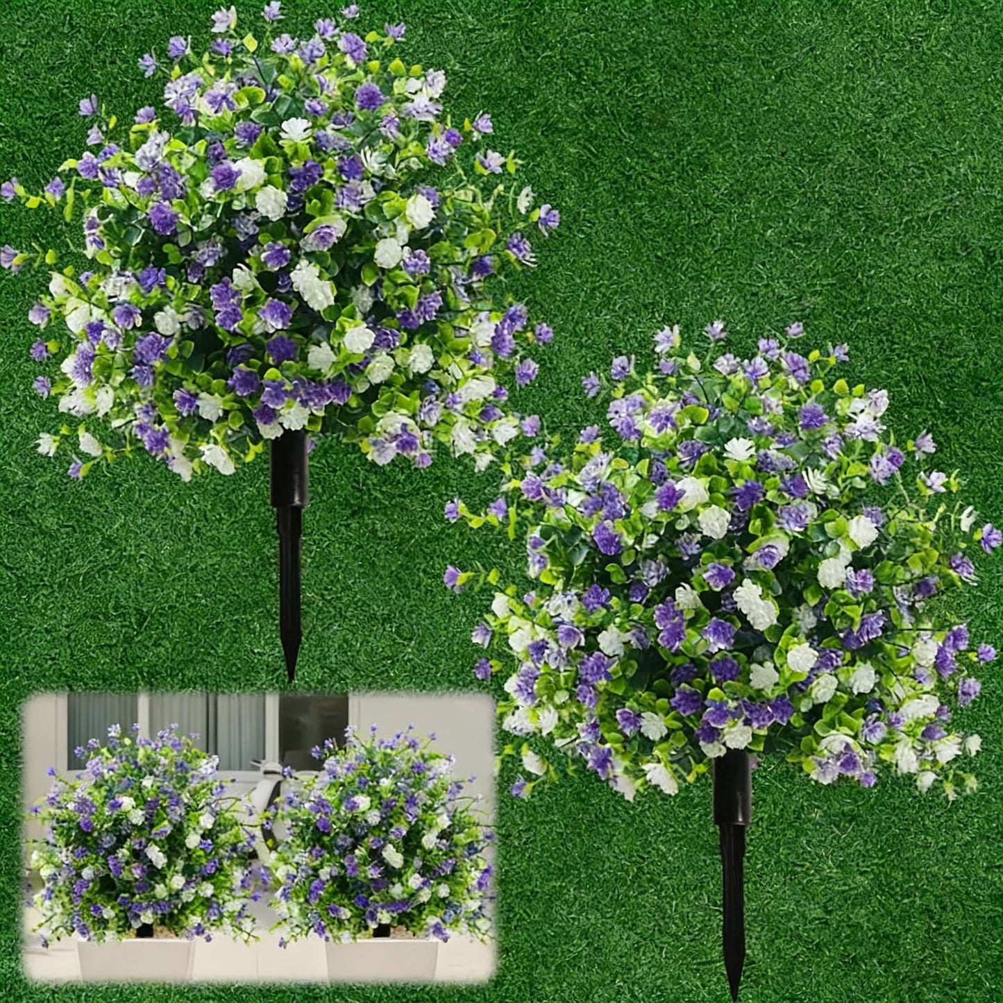Artificial Potted Trees with Ground Stakes, Weatherproof Garden Patio Decor
