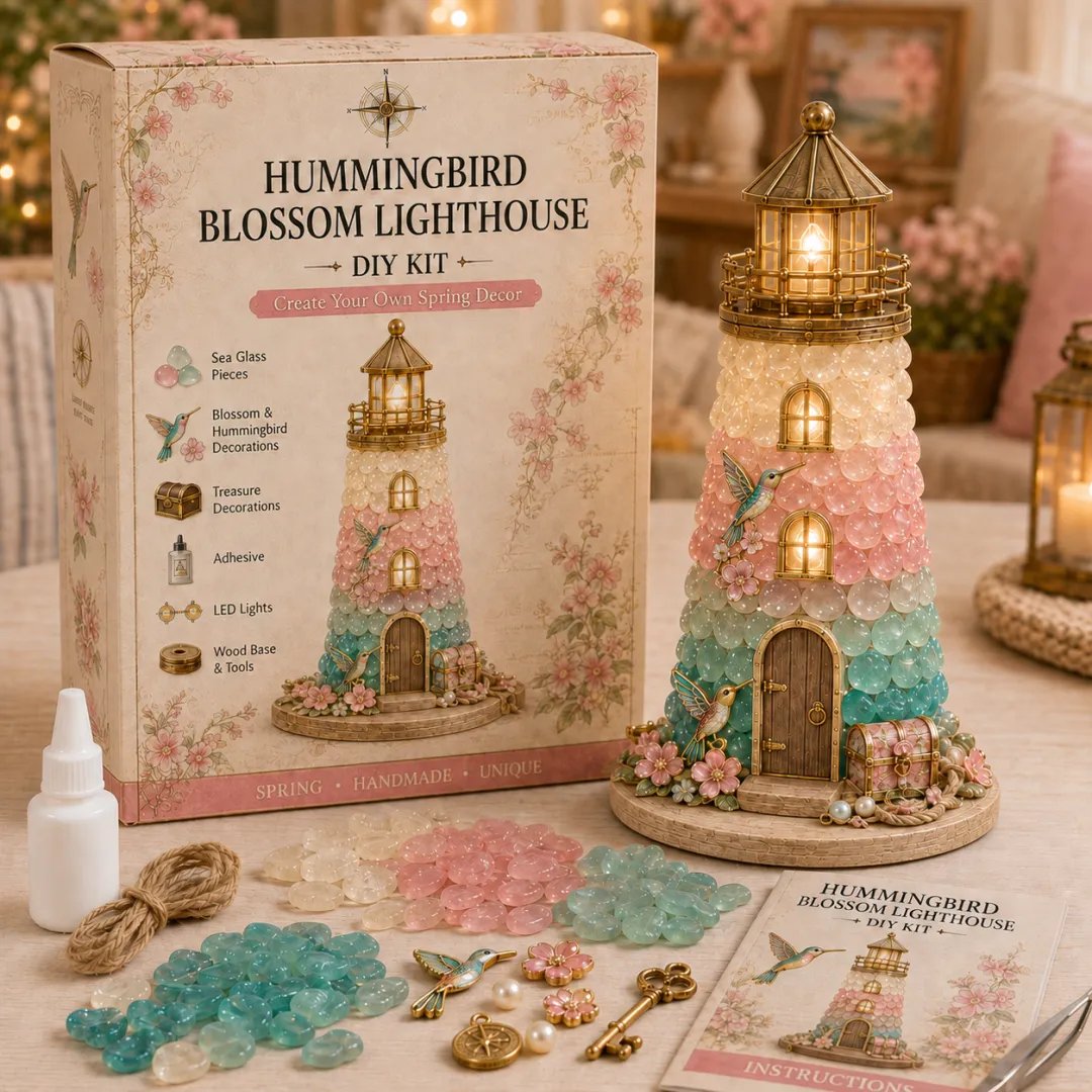 💥 LAST DAY 50% OFF - 💙 DIY Sea Glass Lighthouse Kit – Light-Up Coastal Craft & Handmade Home Decor