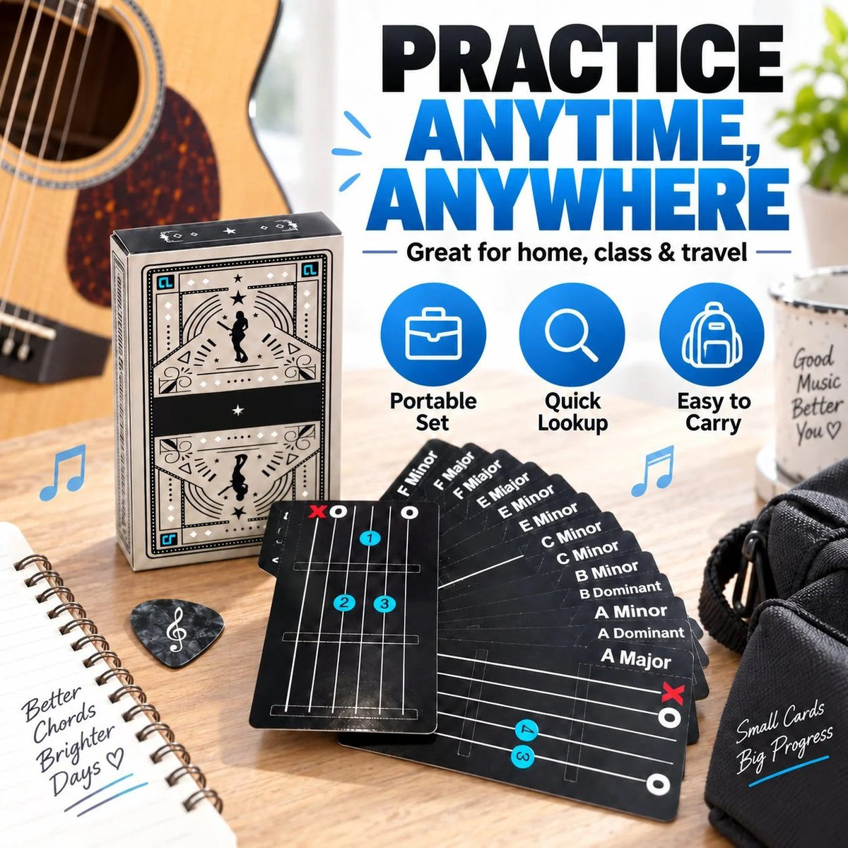 🎸✨15-Piece Guitar Chord Learning Cards