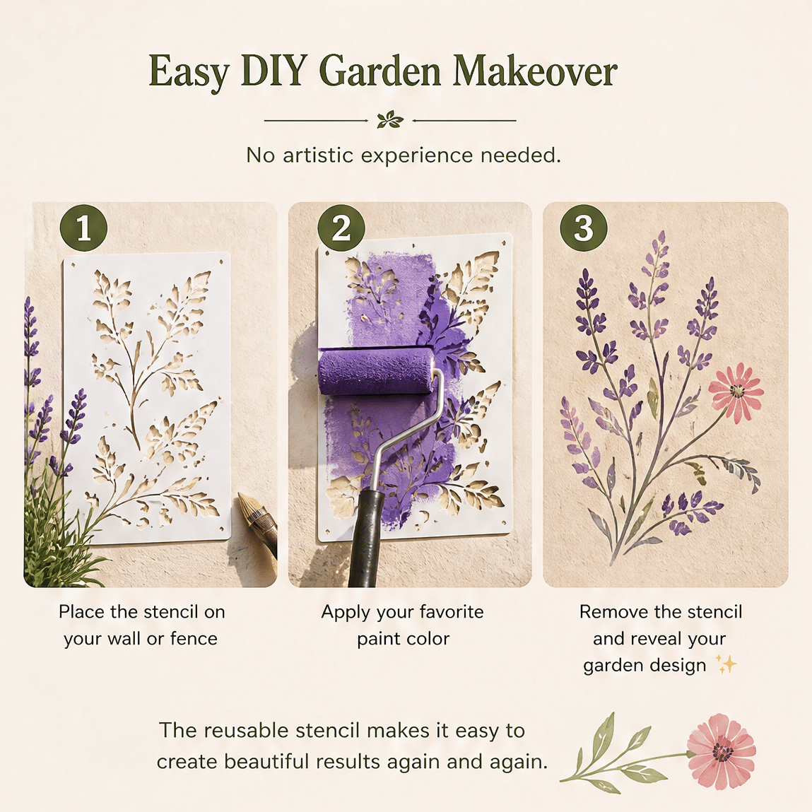 Garden Wall Stencil – Reusable DIY Template for Walls, Fences & Patios