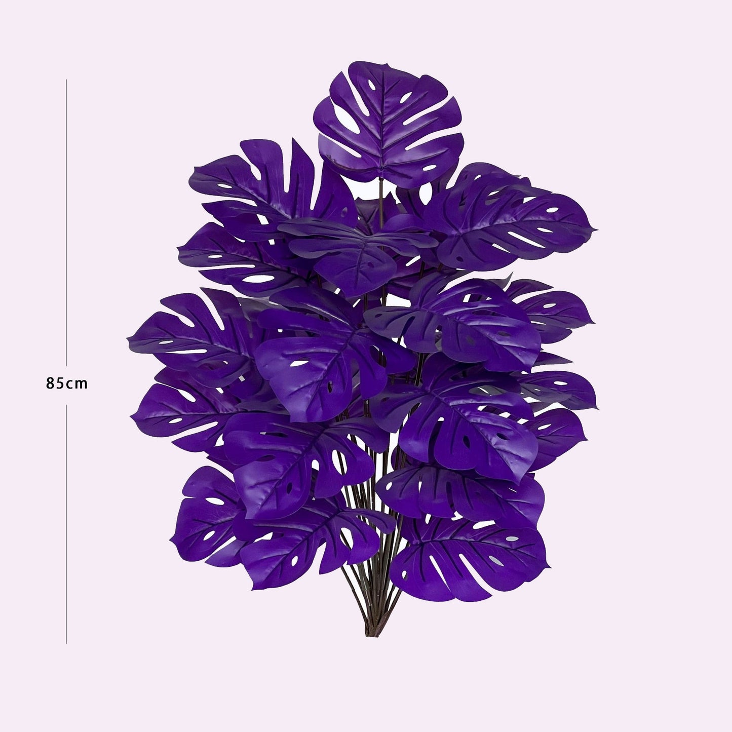 Purple Artificial Monstera Deliciosa Fake Plant, Stylish Indoor Cottage Home Decor