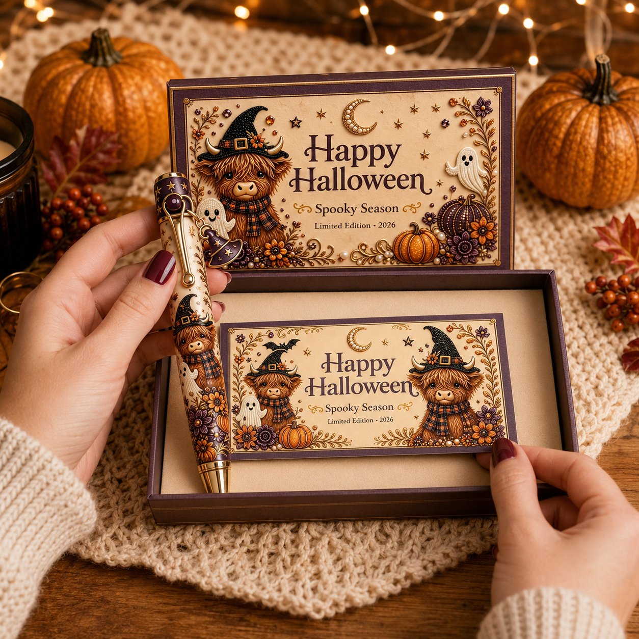 🎃 Halloween Whimsical Pen Gift Set | Decorative Pen, Keepsake Card & Luxury Gift Box, 3 Limited‑Edition Designs ✨