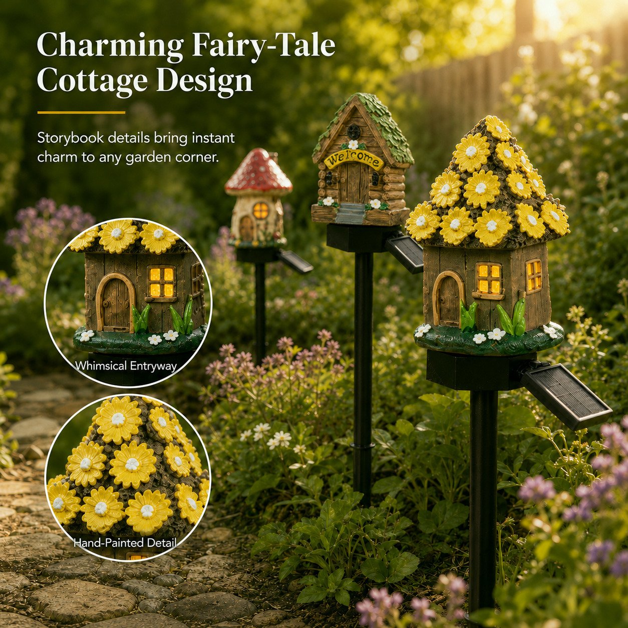Solar Fairy-Tale Mushroom Cottage Garden Light – Magical LED Outdoor Decor for Gardens, Pathways & Cozy Backyard Spaces 🍄✨