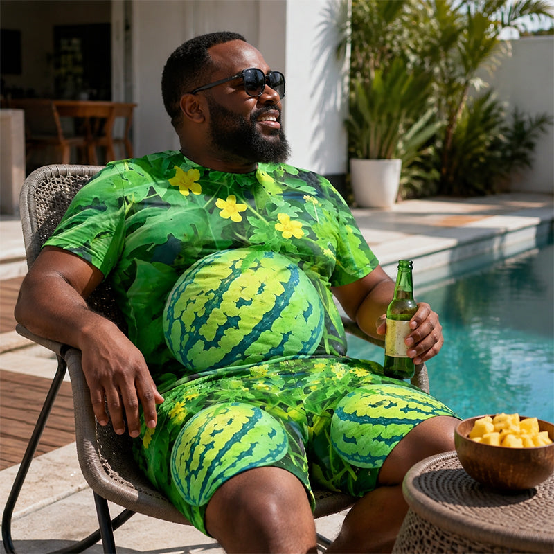 🍉 Funny Watermelon‑Print T‑Shirt & Shorts Set | Casual Summer Outfit