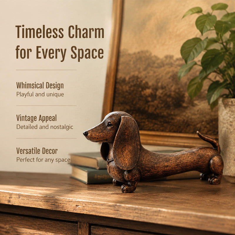 Vintage Christmas Dachshund Shelf Sitter | Festive Mantelpiece Ornament For Dog Lovers