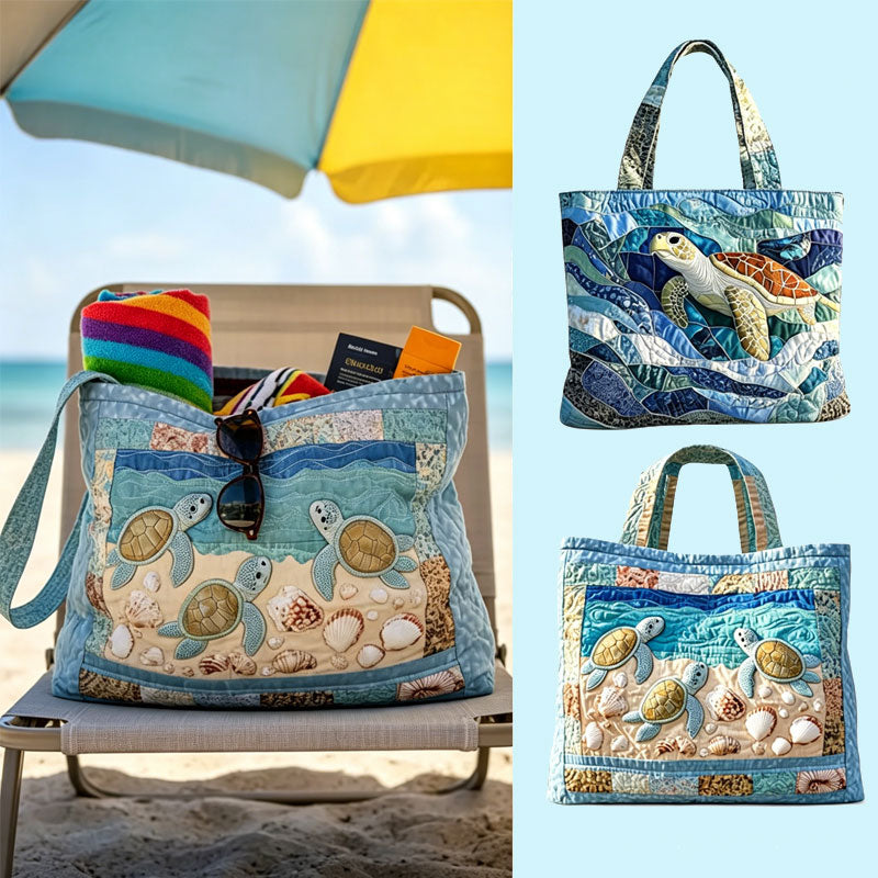 Cosy Quilted Turtle Haven Shopper Tote Bag For Summer & Daily Errands
