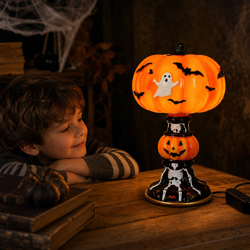 🎃 Spooky Halloween Table Lamp – Ghost, Bat & Pumpkin Glowing Ornament