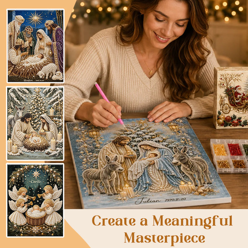 Christmas Nativity Scene Crystal Art Hanging Kit – Traditional Birth Of Jesus DIY Craft, Religious Seasonal Wall Home Decor