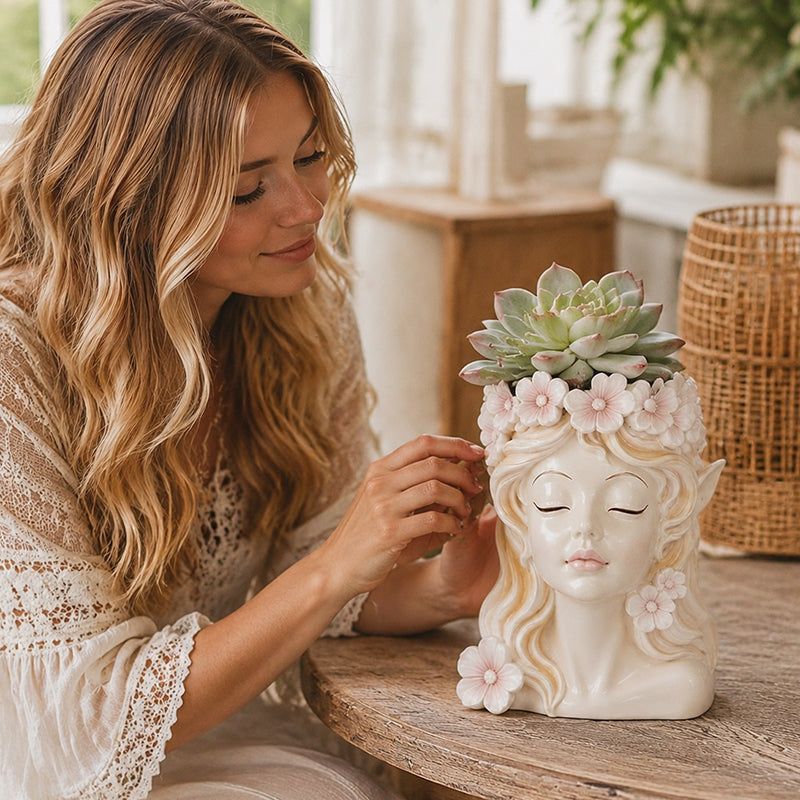 🌸Goddess Head Plant Pot | Decorative Indoor Outdoor Flower Planter for British Gardens
