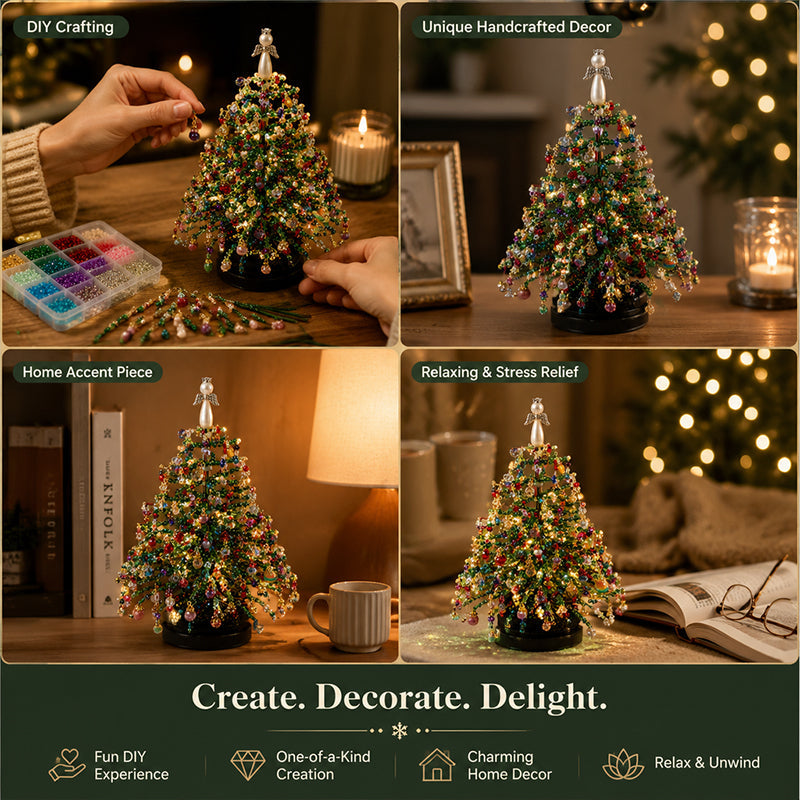 Handmade Bead Xmas Tree Making Kit, Cosy Seasonal Table Decor For UK Homes