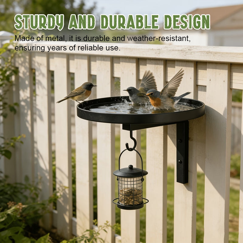 2-in-1 Wall Mounted Bird Bath & Feeder Hook | Weatherproof Garden Wildlife Accessory